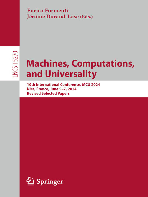 Title details for Machines, Computations, and Universality by Enrico Formenti - Available